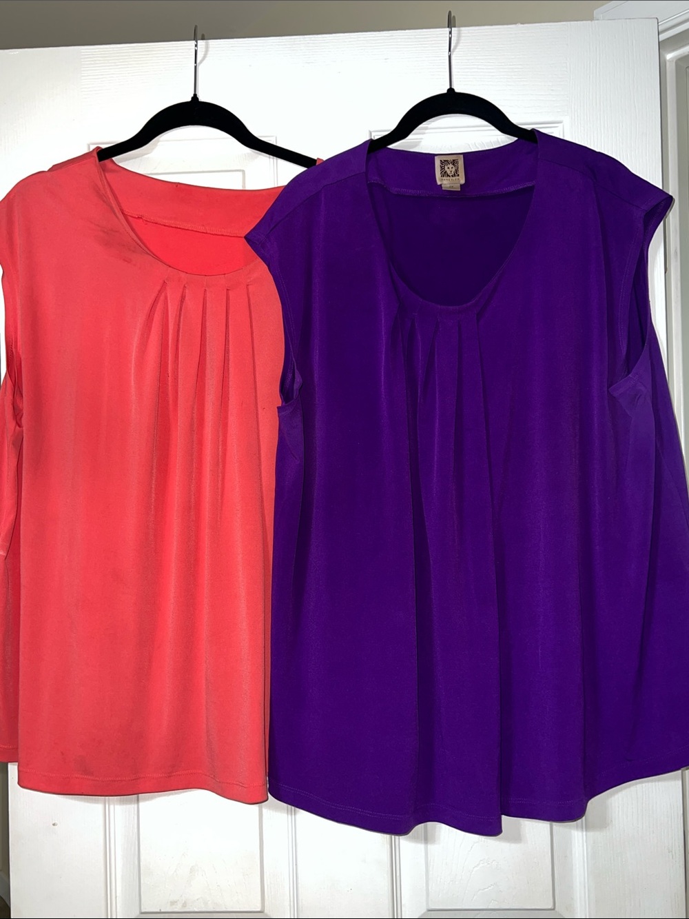 Two Anne Klein Sleeveless Pleat Front Tops